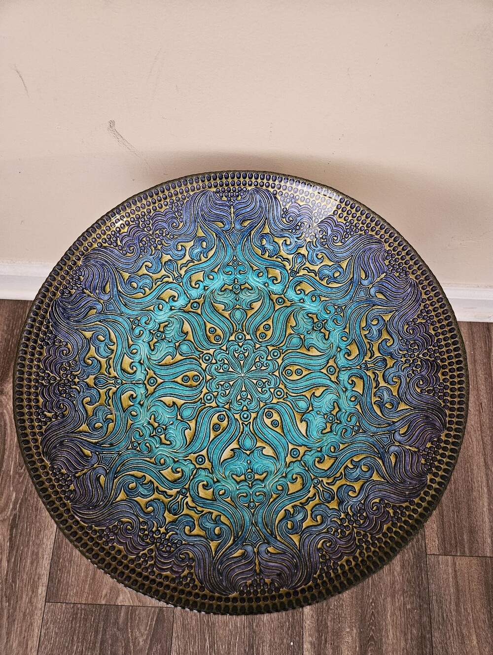 Turkish Glass Fruit Bowl, Purple And Blue